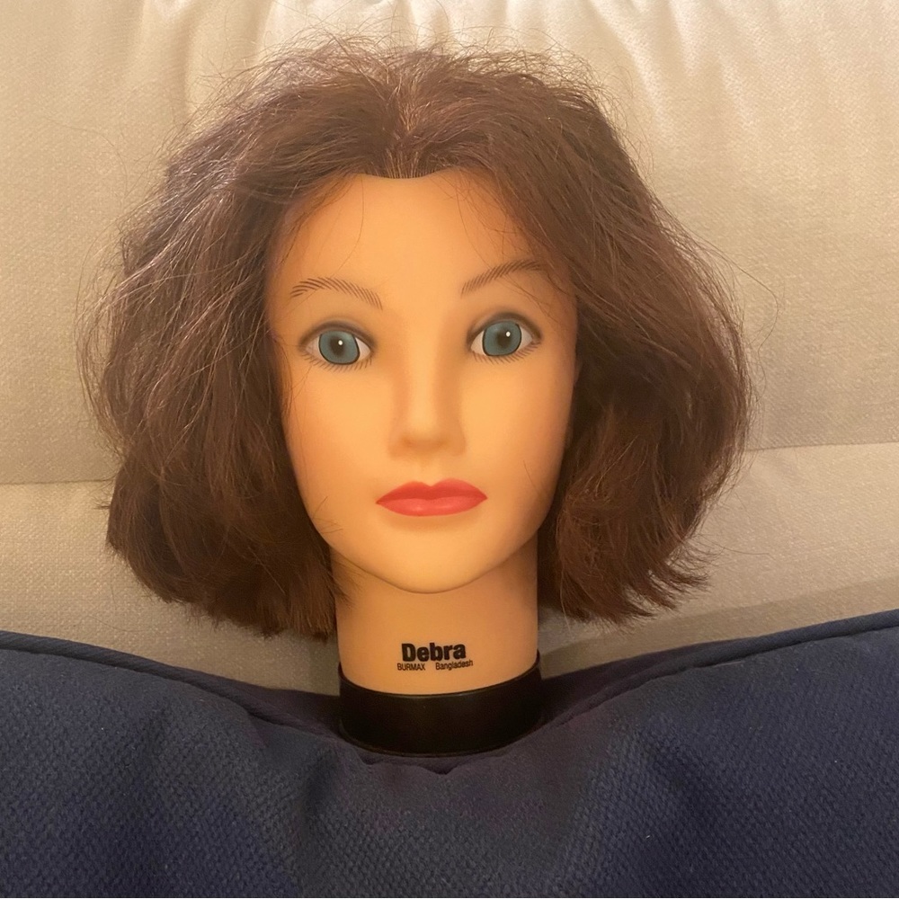 BURMAX Debra Manikin Cosmetology Mannequin Head (Real Human Clean Hair)